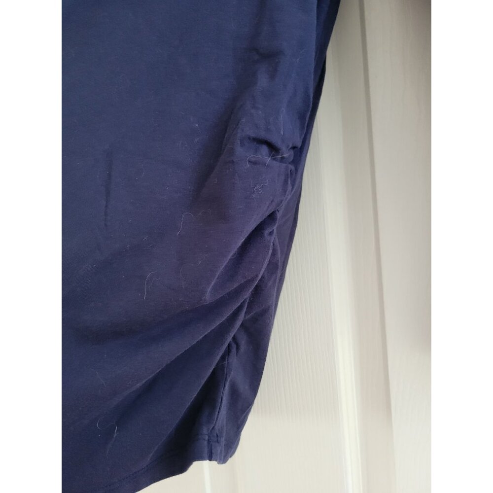 BumpStart Beyond Yoga Maternity Navy Blue long sleeve top ruched size Large - Picture 4 of 6